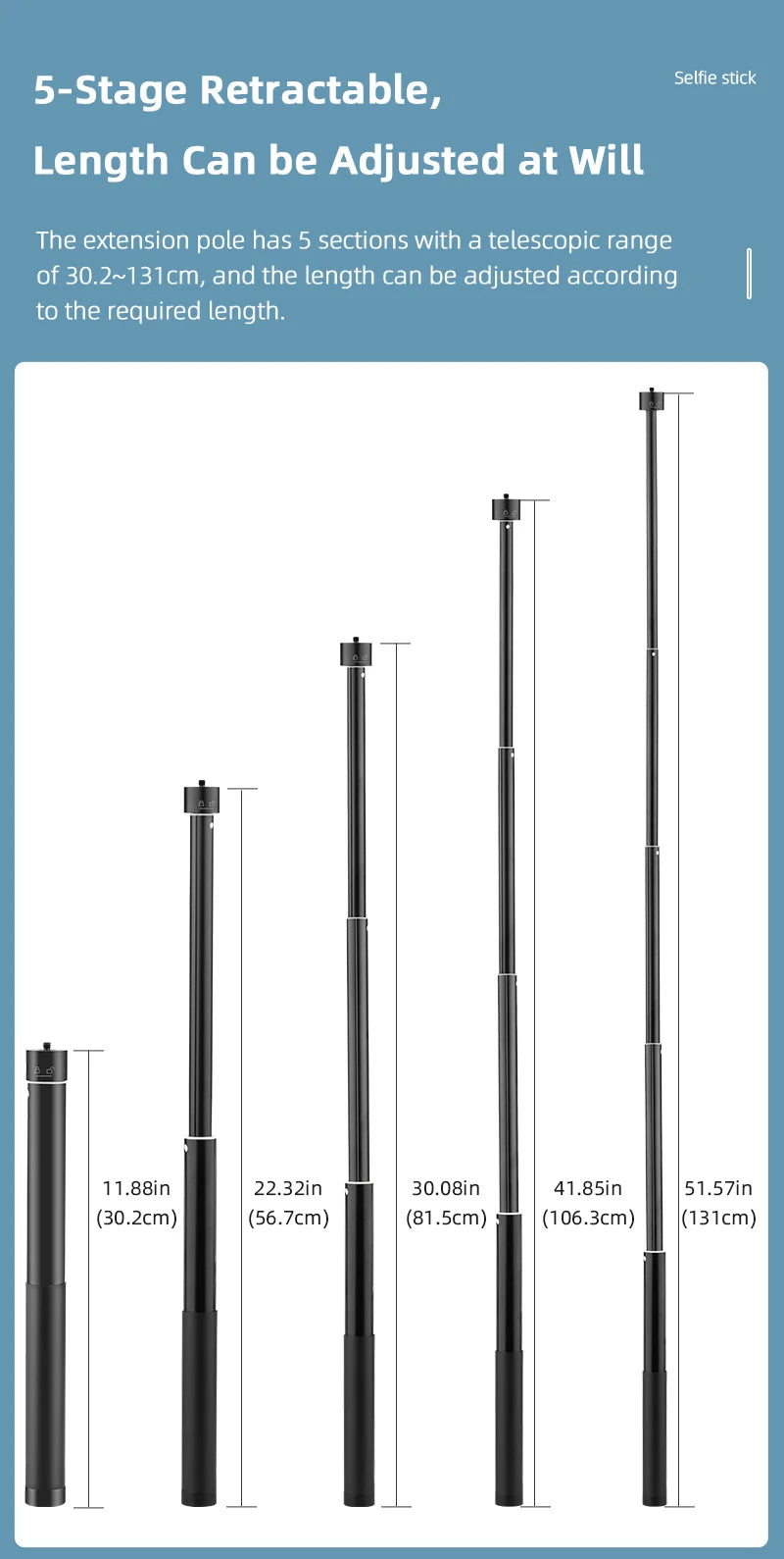 BRDRC 1.3M Selfie Stick Tripod