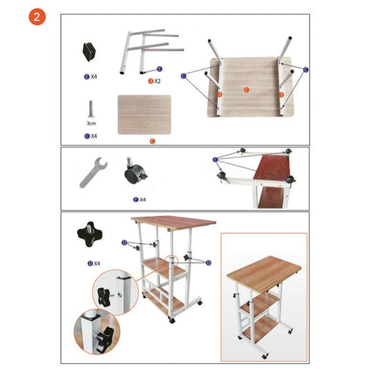 Double-Layer Office Desk Movable Bedside Computer Lazy Table with storage shelf Laptop Height Adjustable Bedroom Desk lift table