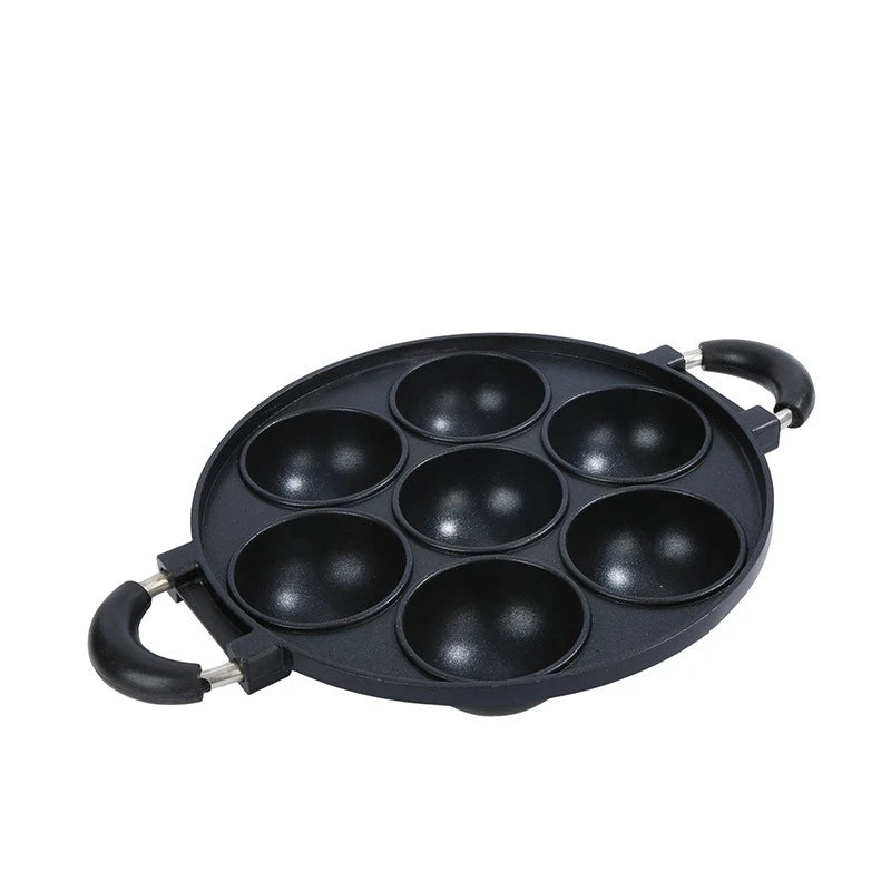 7 Hole Cake Cooking Pan Cast Iron Omelette Pan Non-stick Cooking Pot Breakfast Egg Cooking Pie Cake Mold Cookware Kitchenware