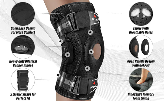 NEENCA Hinged Knee Brace for Knee Pain Knee Support with Side Stabilizers Joint Pain Relief Arthritis Meniscus Tear ACL PCL