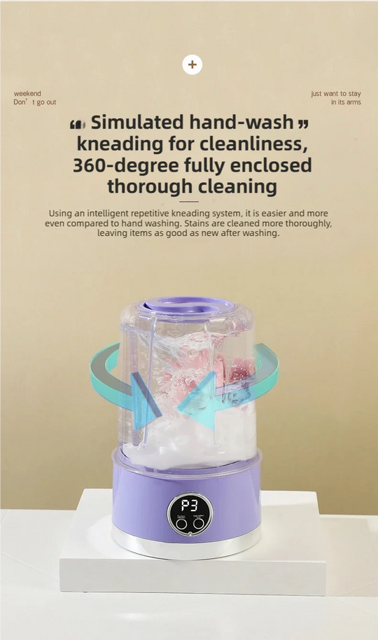 Cordless 1L Mini Washer USB Rechargeable 3000mAh 2-Speed Portable For Travel Socks Underwear Clothes Washing Cups