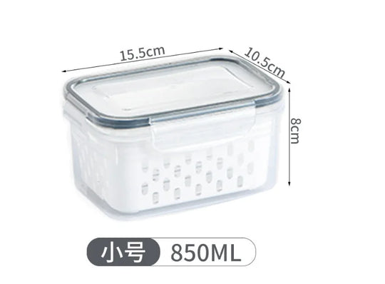 Multipurpose Refrigerator Storage Container with Drain Basket