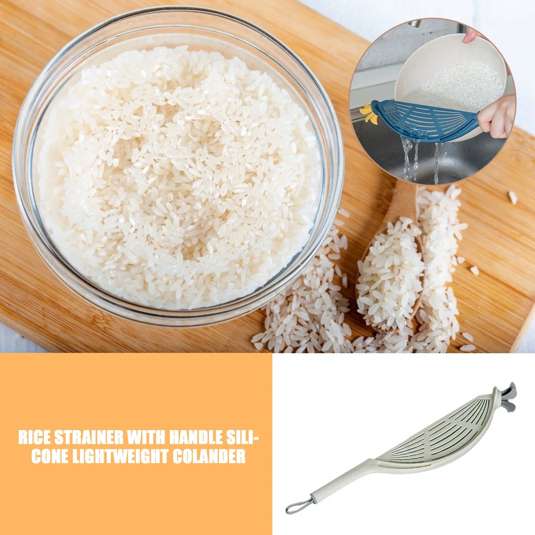 Plastic Crescent Pot Strainer with Silicone Handle