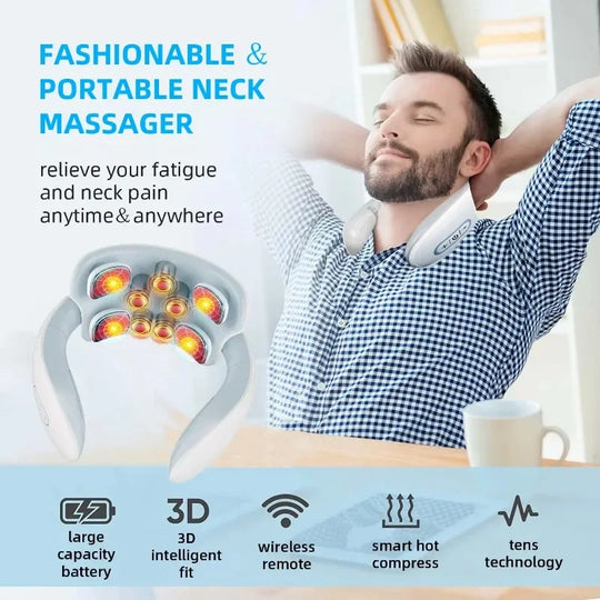 Shoulder Neck Massage Smart Back And Neck Massager Cervical Vertebra Health Care Vibrator Heating Relieve Pain Muscle