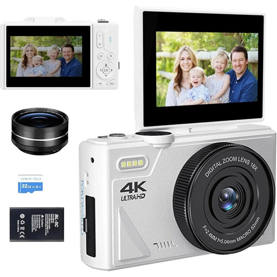 4K Camera & WiFi for YouTube Vlogging & Selfies