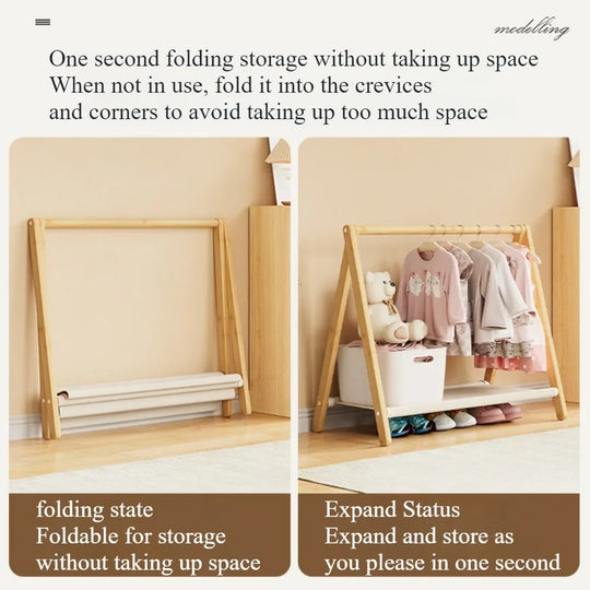 Floor Folding Clothes Hanger Bathroom Hanger Towel Rack Home Multifunction Practical Simple Moistureproof Coat Storage Shelves