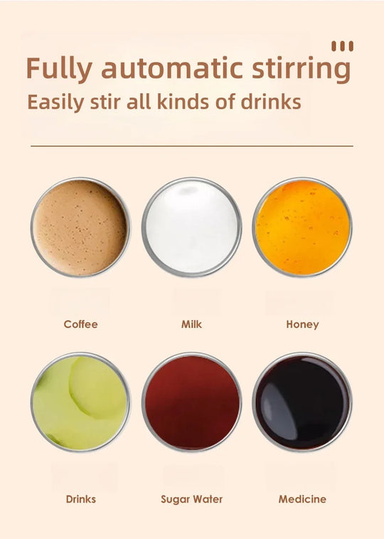 Automatic Mixing Cup 380ml Portable Rechargeable Electric Stirring Stainless Steel Magnetic Rotating Blender Stirring Cup