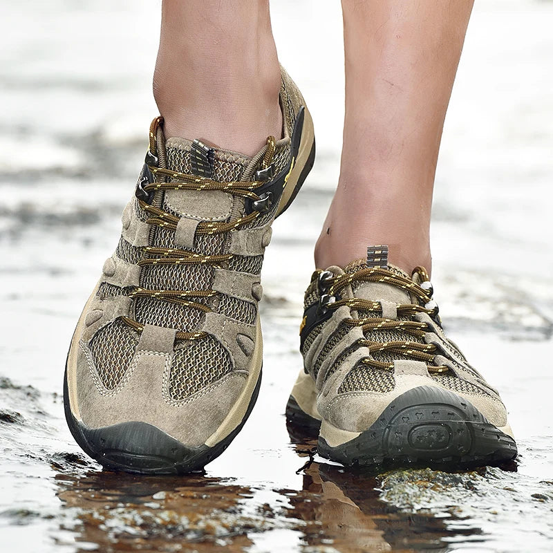 New Low-Top Lace-Up Hiking Shoes for Men Outdoor Hiking Shoes Travel Casual Shoes Breathable Treking Footwear Non-Slip Sneakers