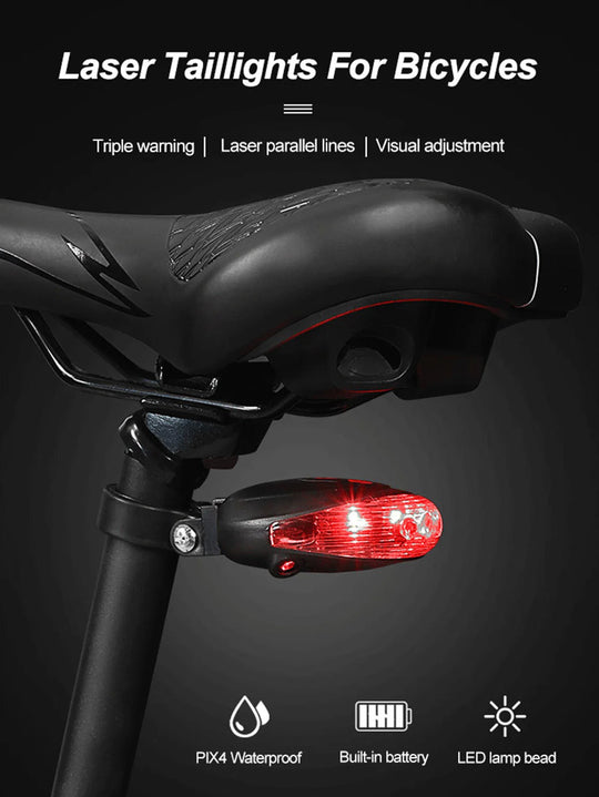 5 LED Bike Tail Lamp Night Riding Laser Light Outdoor Cycling Waterproof Safety Warning Taillight