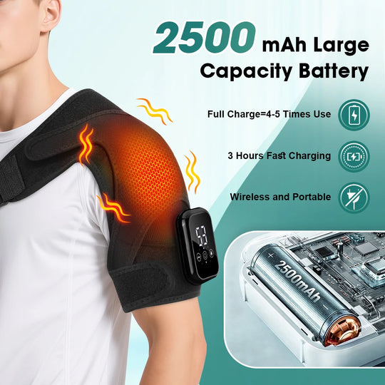 Electric Heating Shoulder Knee Massager with 3 Levels Vibration Muscle Relax Belt for Arm Enlarge Size for Shoulder
