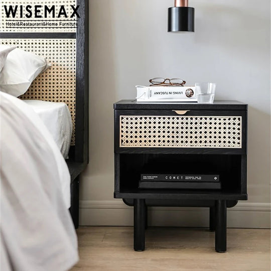 Modern Bedroom Furniture Wooden Bedside Table Nightstand Cabinet Bed End Side Table With Drawer For Home Use