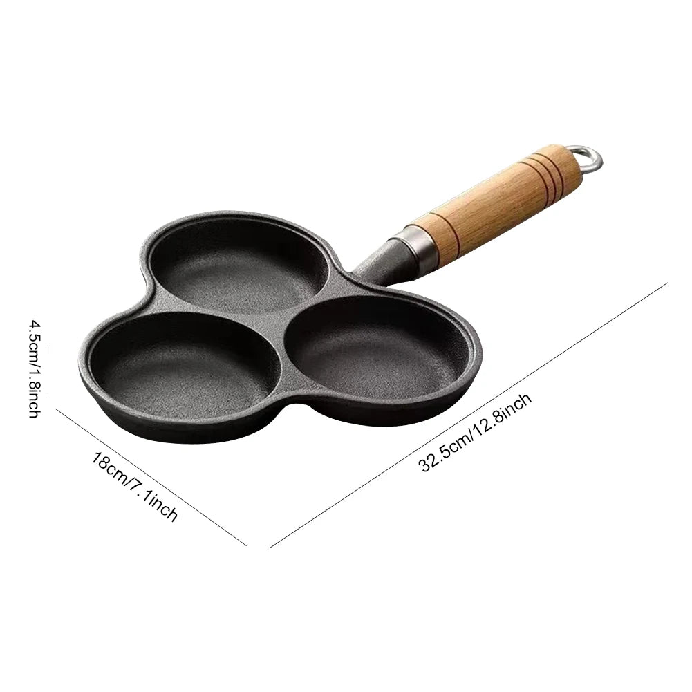 3/4/5 Hole Cast Iron Omelet Pan Non-Stick Cooking Egg Ham Pan Breakfast Grill Cooking Pot Egg Frying Pan Pancake Pan