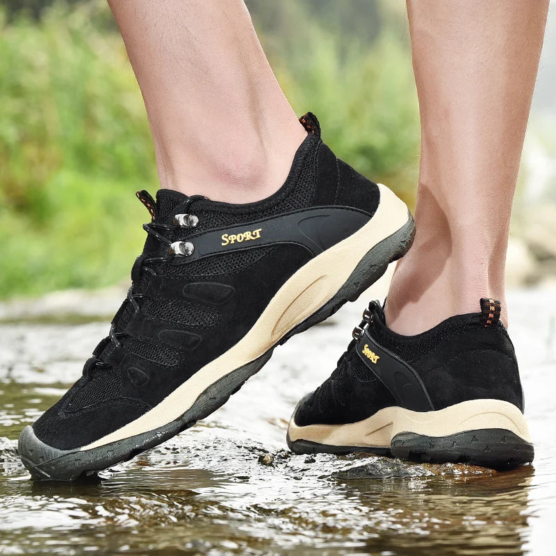 New Low-Top Lace-Up Hiking Shoes for Men Outdoor Hiking Shoes Travel Casual Shoes Breathable Treking Footwear Non-Slip Sneakers
