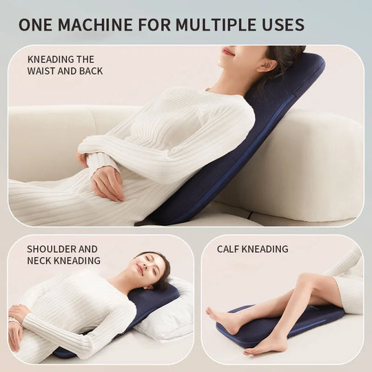 Shiatsu Neck and Back Massager with Heat Full Back Fixed Point Knead Rolling Ultra Slim Massage Cushion for Home Office Seat Use