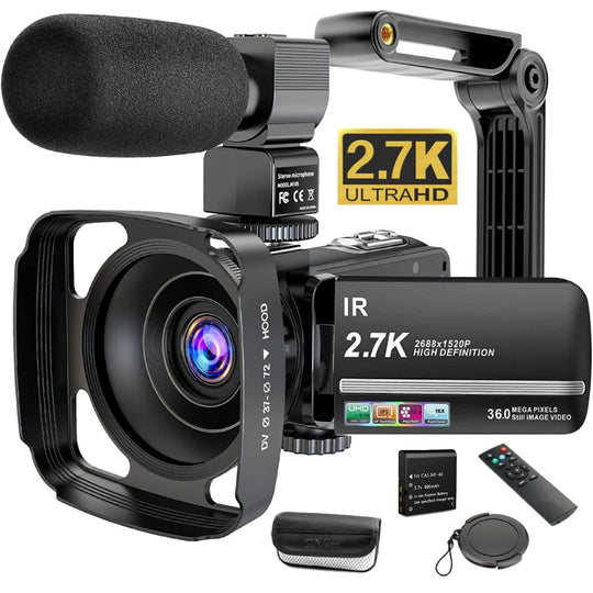 2.7K Camcorder Video Camera 36MP with LED Fill Light