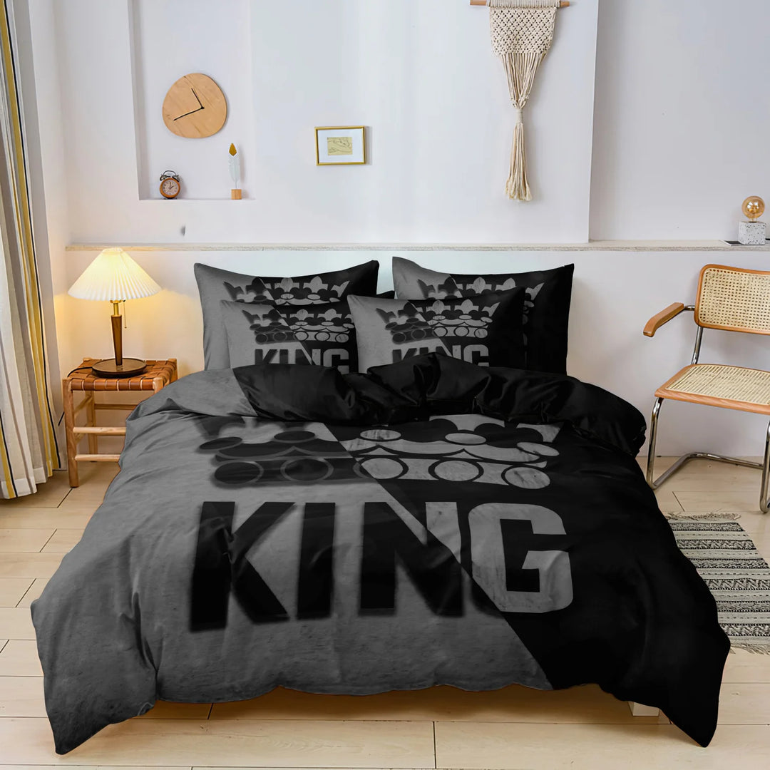 3pcs King &Queen Size Bed Pattern Down Duvet Cover Set Soft and Comfortable Bedroom and Dormitory Decoration Bedding Set
