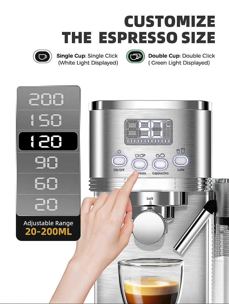 Cafelffe 3in1 Automatic Coffee machine cafeteria Cappuccino Latte Espresso maker Fully Automatic Milk Froth Stainless Steels