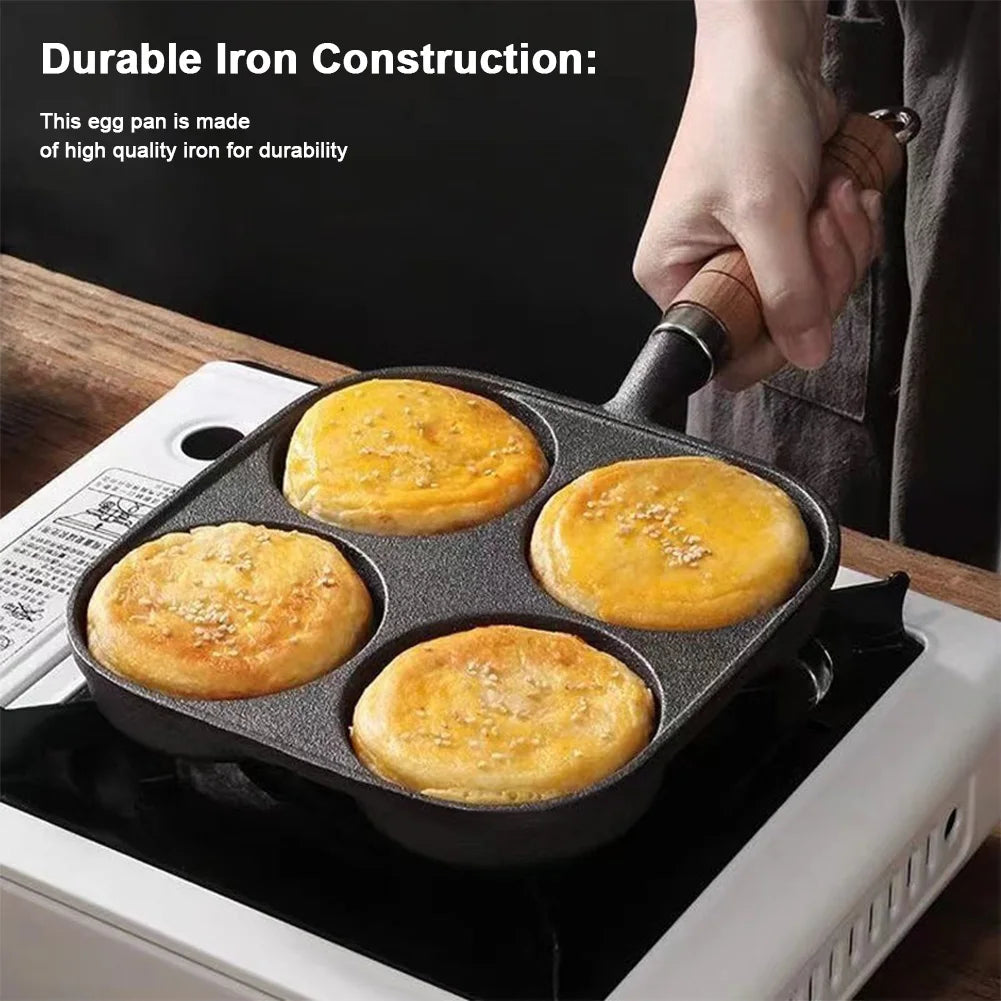3/4/5 Hole Cast Iron Omelet Pan Non-Stick Cooking Egg Ham Pan Breakfast Grill Cooking Pot Egg Frying Pan Pancake Pan