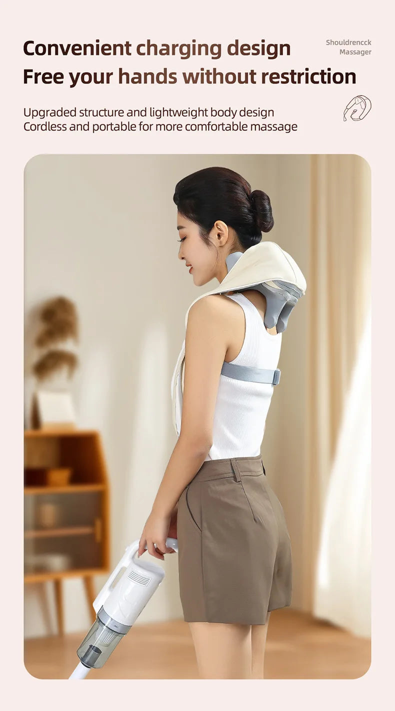 Neck Massager, Cordless Shiatsu Shoulder Back Massager with Soothing Heat, Electric Deep Tissue, for Neck,Waist, Traps, Back