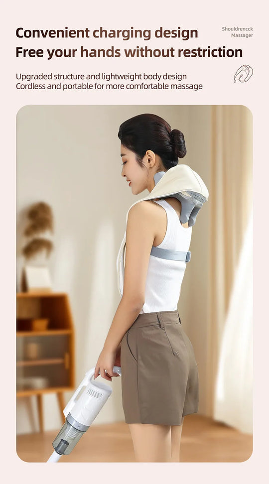 Neck Massager, Cordless Shiatsu Shoulder Back Massager with Soothing Heat, Electric Deep Tissue, for Neck,Waist, Traps, Back