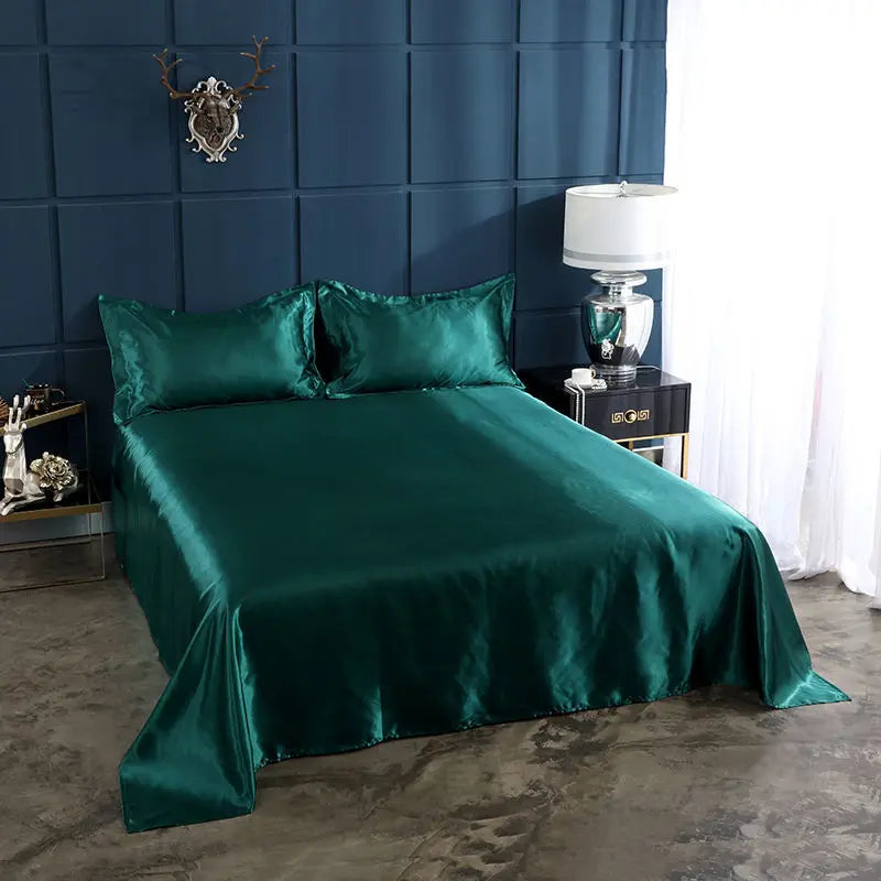 High End Rayon Queen Size Bed Sheet Set Luxury Solid Satin Silky Bedsheet Set High Quality Single Double Sheets No Pillowcase