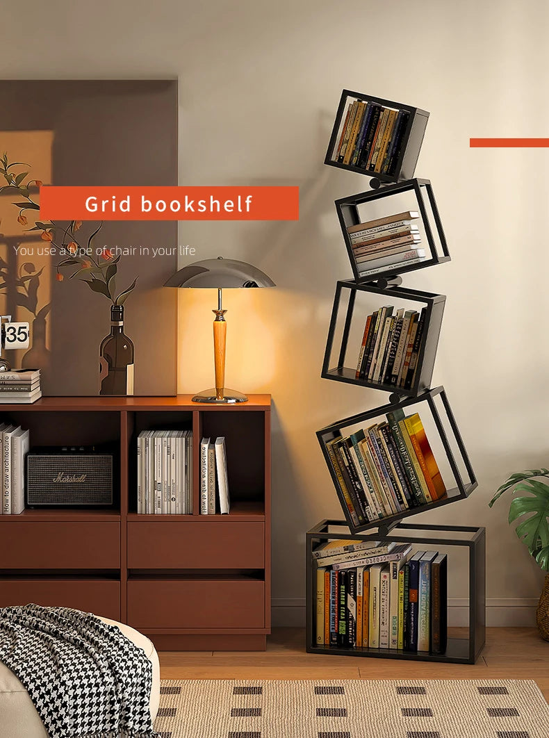 5-Layer Foldable Grid Bookshelf