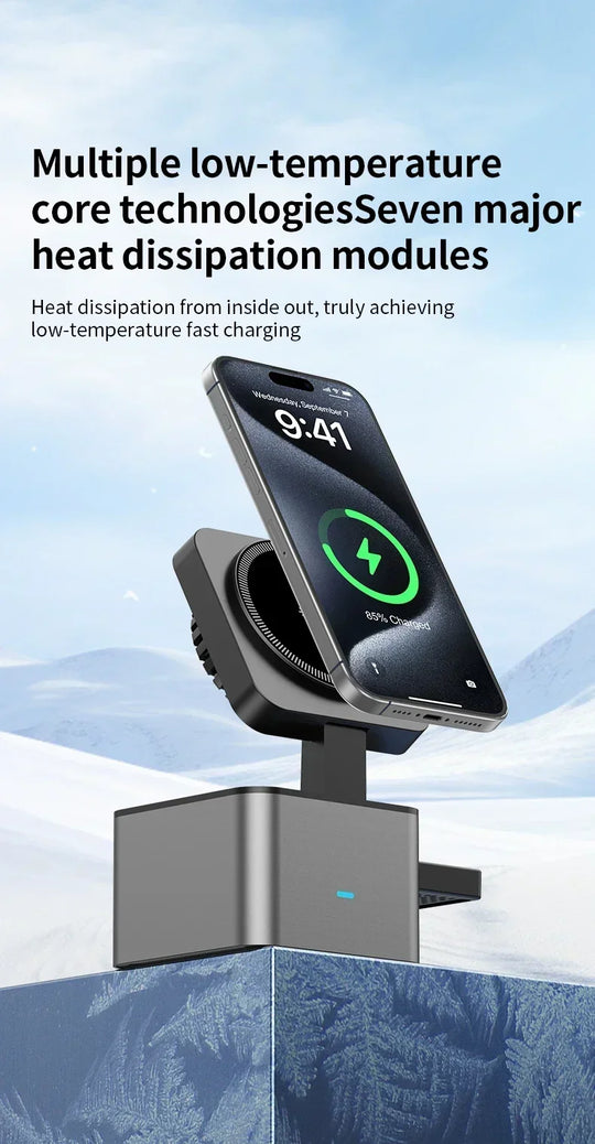 3 in 1 Wireless Charger Foldable Fast Charging Station Wireless Ice-Cooling Charger For iPhone 16 15 14 13 iWatch 9 8 7 Airpods