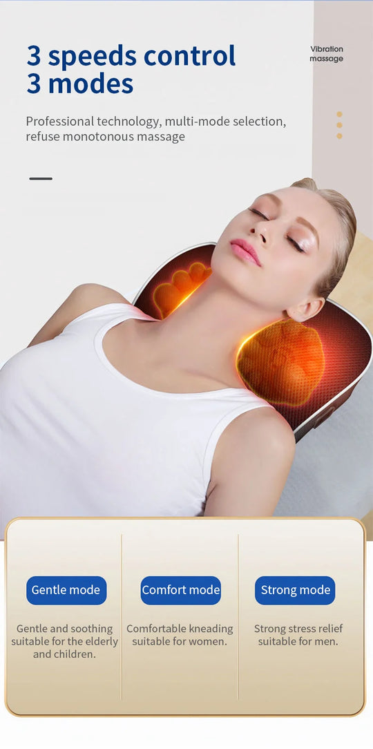 Jinkairui Electric Shiatsu Head Neck Cervical Ttraction Body Massager Car Back Pillow with Heating Vibrating Massage Device - Jscomfortzstore
