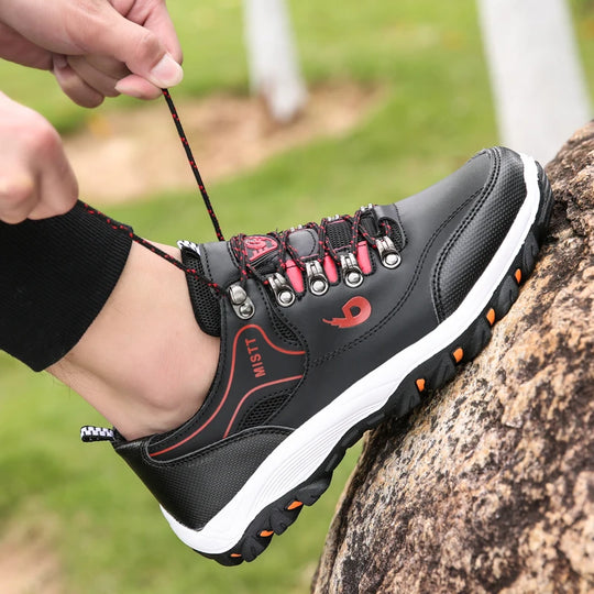 Casuals Men Shoes Summer Breathable Hiking Walking Sneakers Outdoor Ultralight Leather Slip-on Climbing Trekking Sneakers 2026