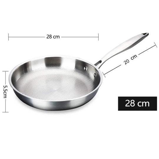 Frying Pan 304 Stainless Steel Skillet 28/30cm Non-stick Pan NO-coating Eggs Steak Frying Pot Use Gas and Induction Stove Woks