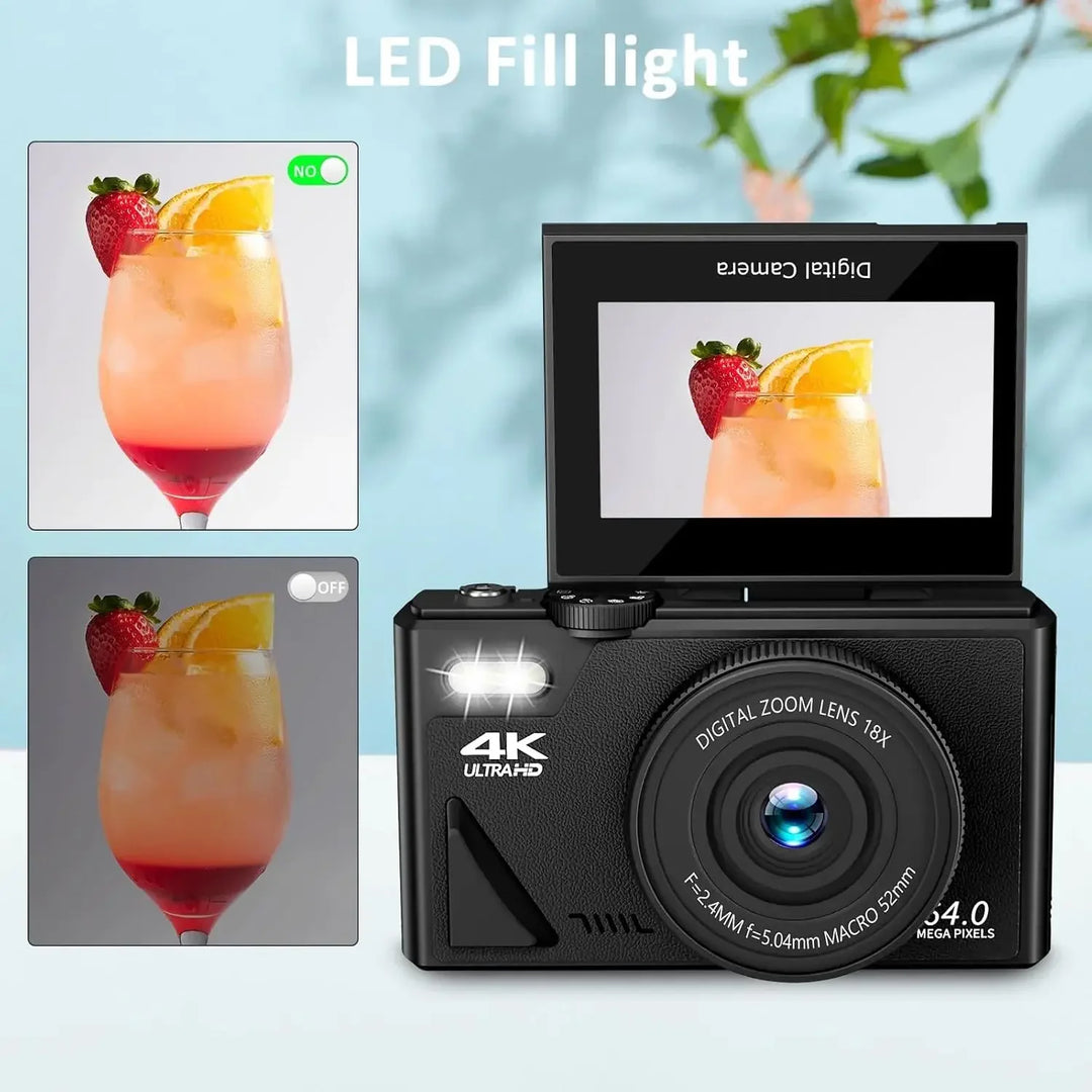 4K Camera & WiFi for YouTube Vlogging & Selfies