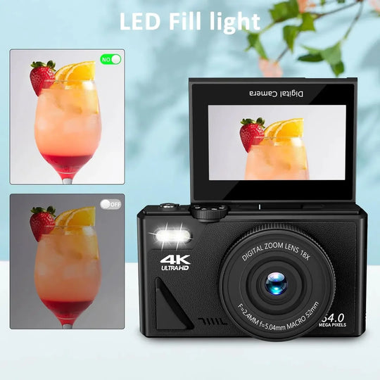 4K Camera & WiFi for YouTube Vlogging & Selfies