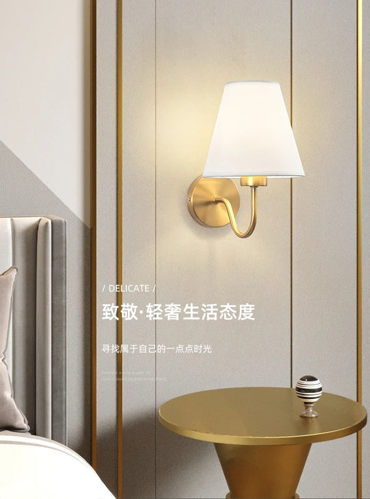 LED Modern Wall Lamp Indoor Lighting Nordic E27 Fabric Retro Wall Lamp Home Bedroom Bedside Hotel Lamp