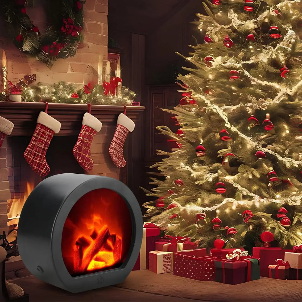 LED Fireplace Lamp Realistic Flame Battery USB Powered Vintage Style for Indoor Room Terrace Christmas Halloween Tabletop Decor