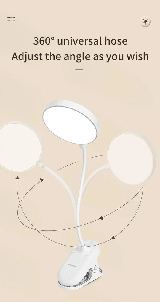 Led Table Lamp USB Rechargeable Night Light With Folding Clamp Study Stand Read Lamp Touch 3 Modes Dimming Eye Protection Light