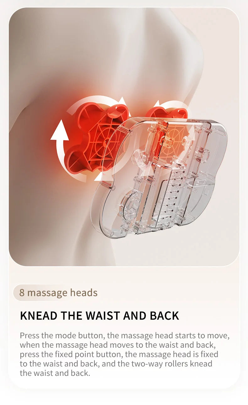 Shiatsu Neck and Back Massager with Heat Full Back Fixed Point Knead Rolling Ultra Slim Massage Cushion for Home Office Seat Use