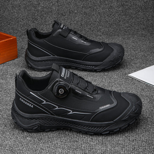 Men's low top hiking shoes, outdoor sports shoes, breathable, anti slip, wear-resistant, rotating buckle hiking shoes