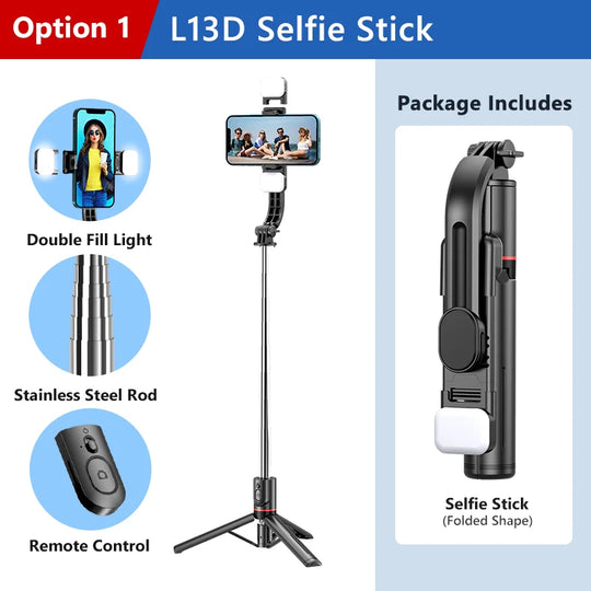 Wireless Bluetooth Double Fill Light Tripod with Remote Shutter for Android & iOS Smartphones
