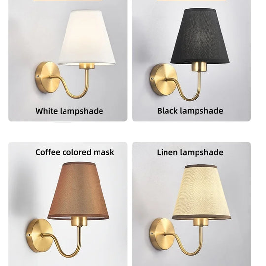 LED Modern Wall Lamp Indoor Lighting Nordic E27 Fabric Retro Wall Lamp Home Bedroom Bedside Hotel Lamp