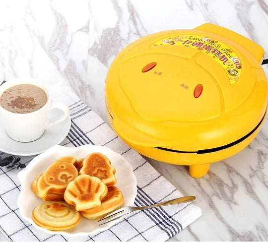 220V Household automatic cake machine Cartoon mini children's bread machine double-sided heating baking breakfast machine EU US