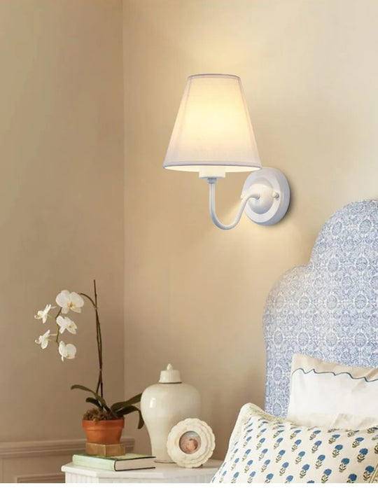 LED Modern Wall Lamp Indoor Lighting Nordic E27 Fabric Retro Wall Lamp Home Bedroom Bedside Hotel Lamp