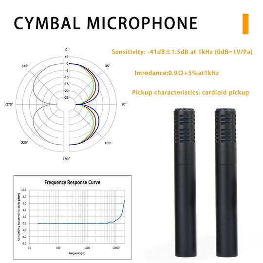 914 drum microphone, windproof cotton heart-shaped tubular condenser microphone, for live performances and studio recording