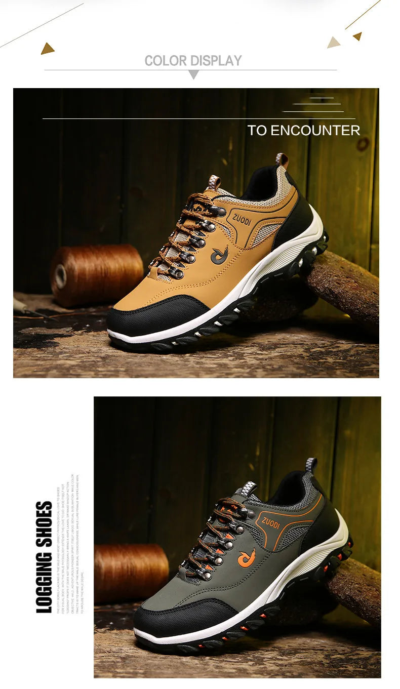 Casuals Men Shoes Summer Breathable Hiking Walking Sneakers Outdoor Ultralight Leather Slip-on Climbing Trekking Sneakers 2026