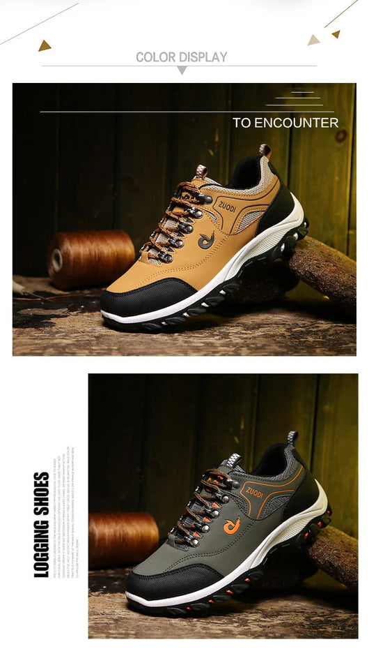 Casuals Men Shoes Summer Breathable Hiking Walking Sneakers Outdoor Ultralight Leather Slip-on Climbing Trekking Sneakers 2026