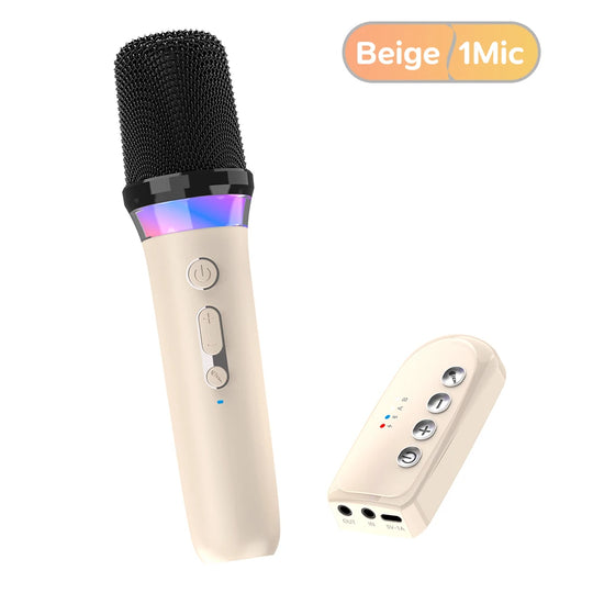 DS-K2 Karaoke Companion Bluetooth 5.3 Wireless Microphones with RGB Lights & DSP Mixer