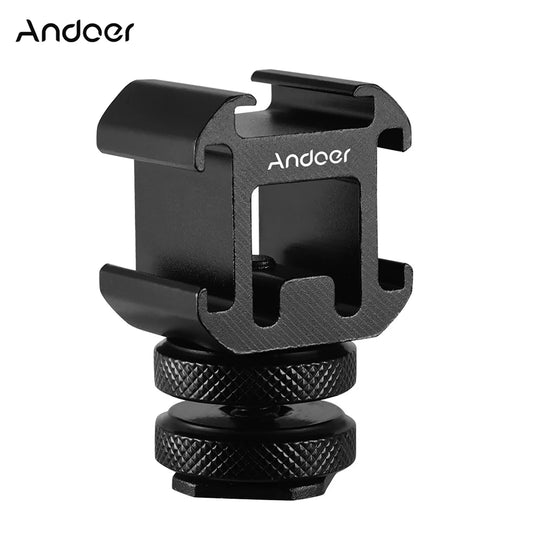 Andoer 3 Cold Shoe Mount Adapter On-Camera Mount Adapter for DSLR Camera for LED Video Light Mic Monitor Cold Shoe Mount Adapter