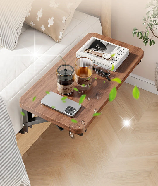 Foldable Collapsible Organizer Attachable Bedside Shelf Table Under Bed Mat Dorm Bunk Bed Storage for College Space Save