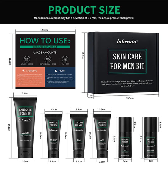 Skin Care Set for Men Essential Routine Daily Face Wash Facial Scrub Moisturizer SPF Night Cream Hydrated Skin Gifts For Men Ski