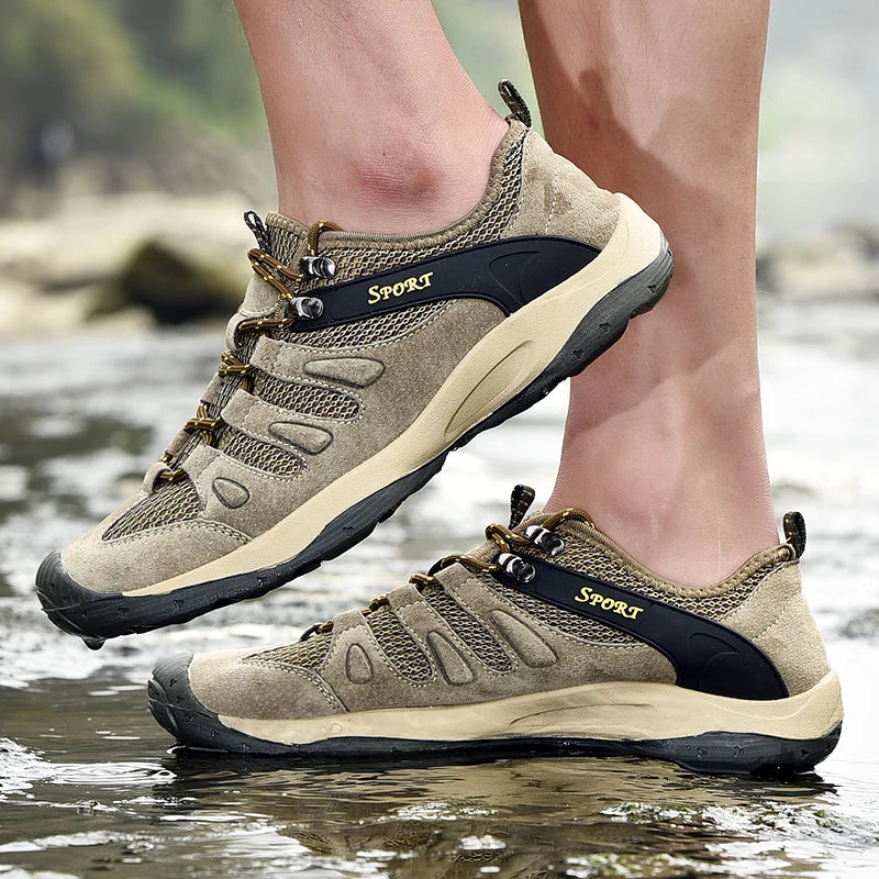 New Low-Top Lace-Up Hiking Shoes for Men Outdoor Hiking Shoes Travel Casual Shoes Breathable Treking Footwear Non-Slip Sneakers