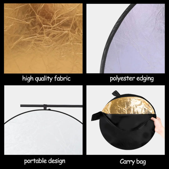 RF01 5-in-1 Collapsible Round Photography Reflector